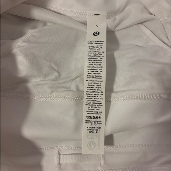 Women’s Lululemon Speed Up High-Rise Lined Short 4" Inseam White Size 6 NWT - Picture 7 of 7